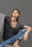 Simple oversize V-neck T-shirt